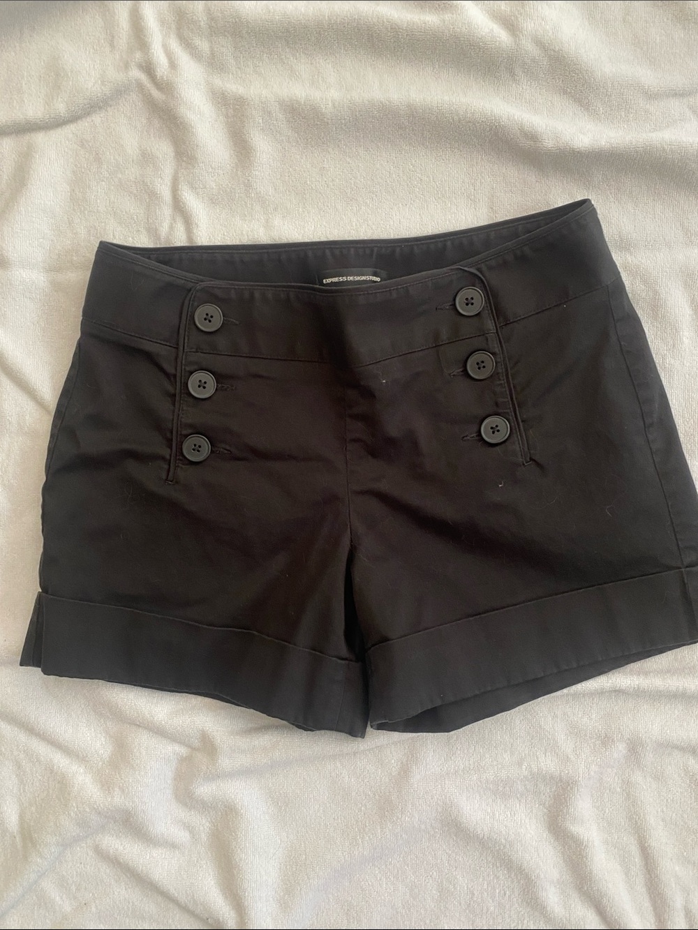 Express Design Studio Double breasted cuffed sailor shorts size 6 black
